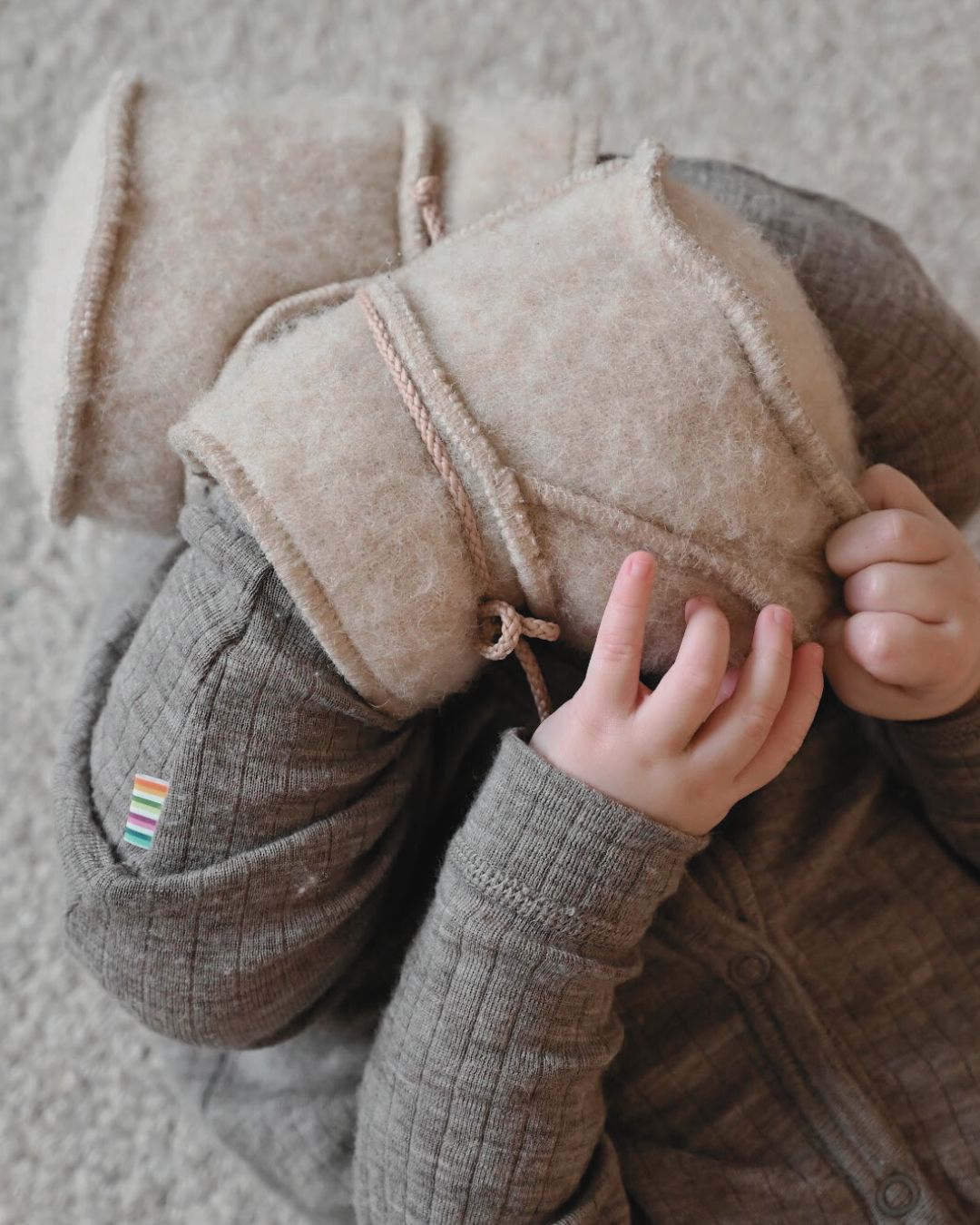 Chaussons bébé en laine - Beige (3-6 mois)