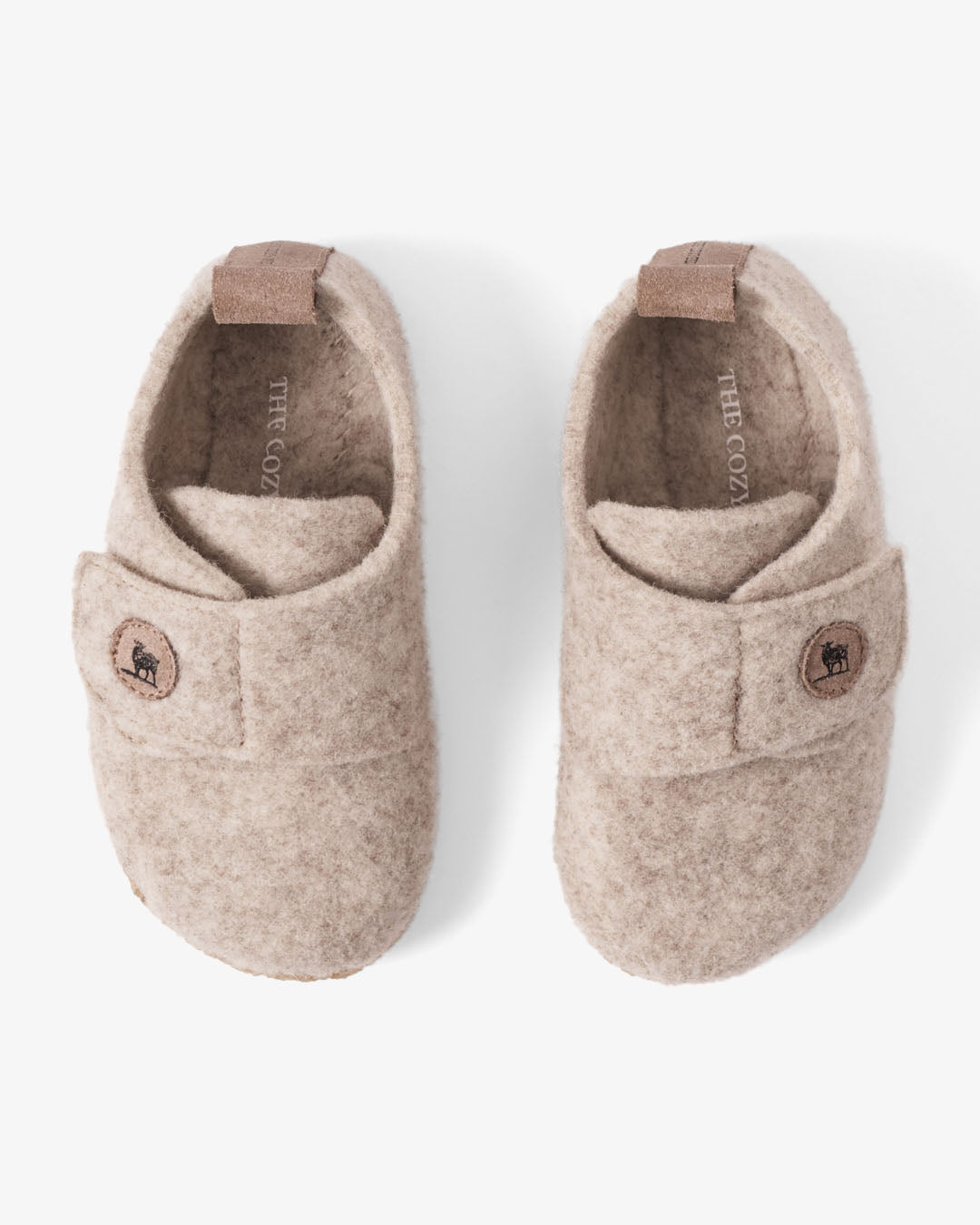 Pantoufles en feutre de laine pour enfants – Beige