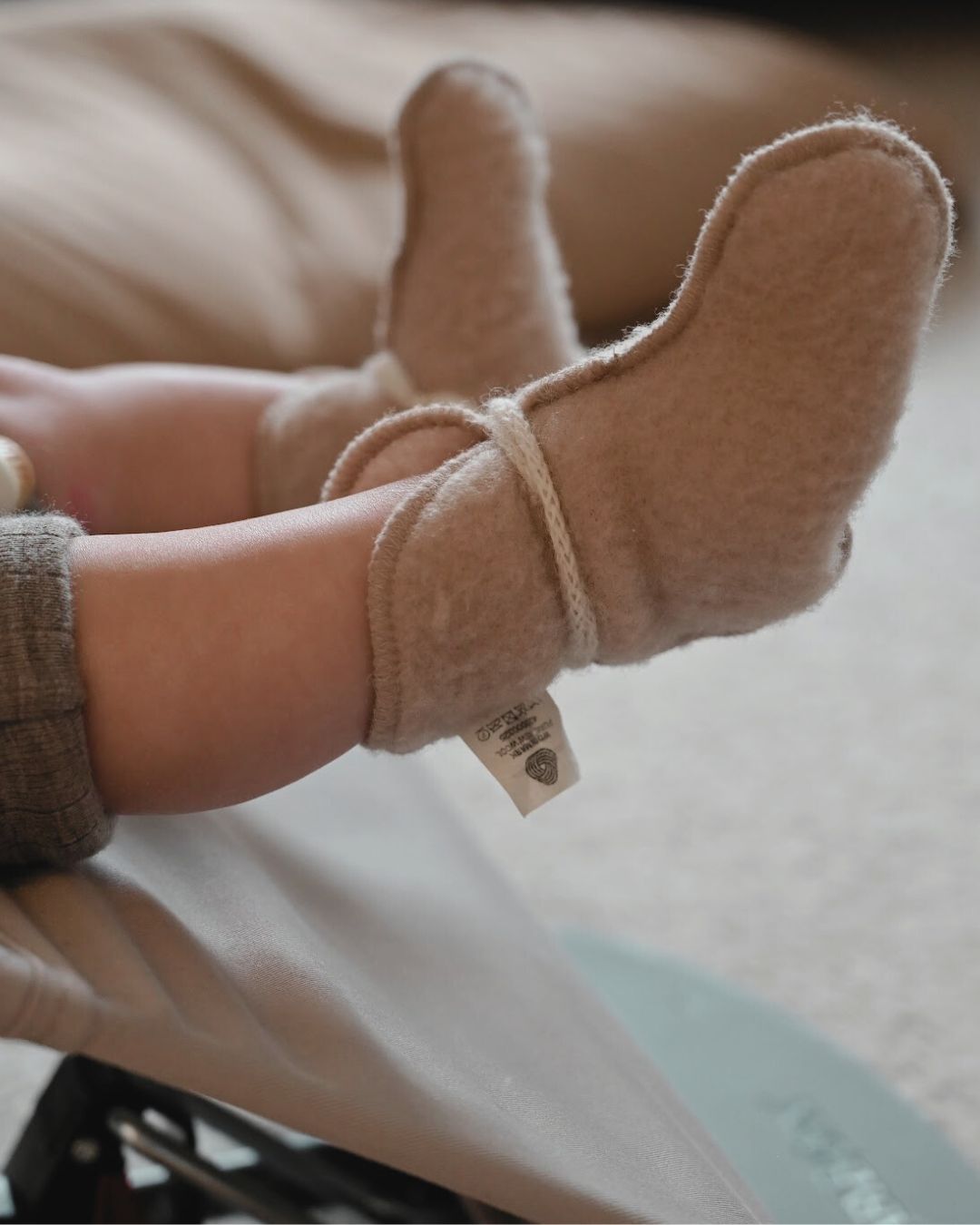 Chaussons bébé en laine - Beige (0-3 mois)
