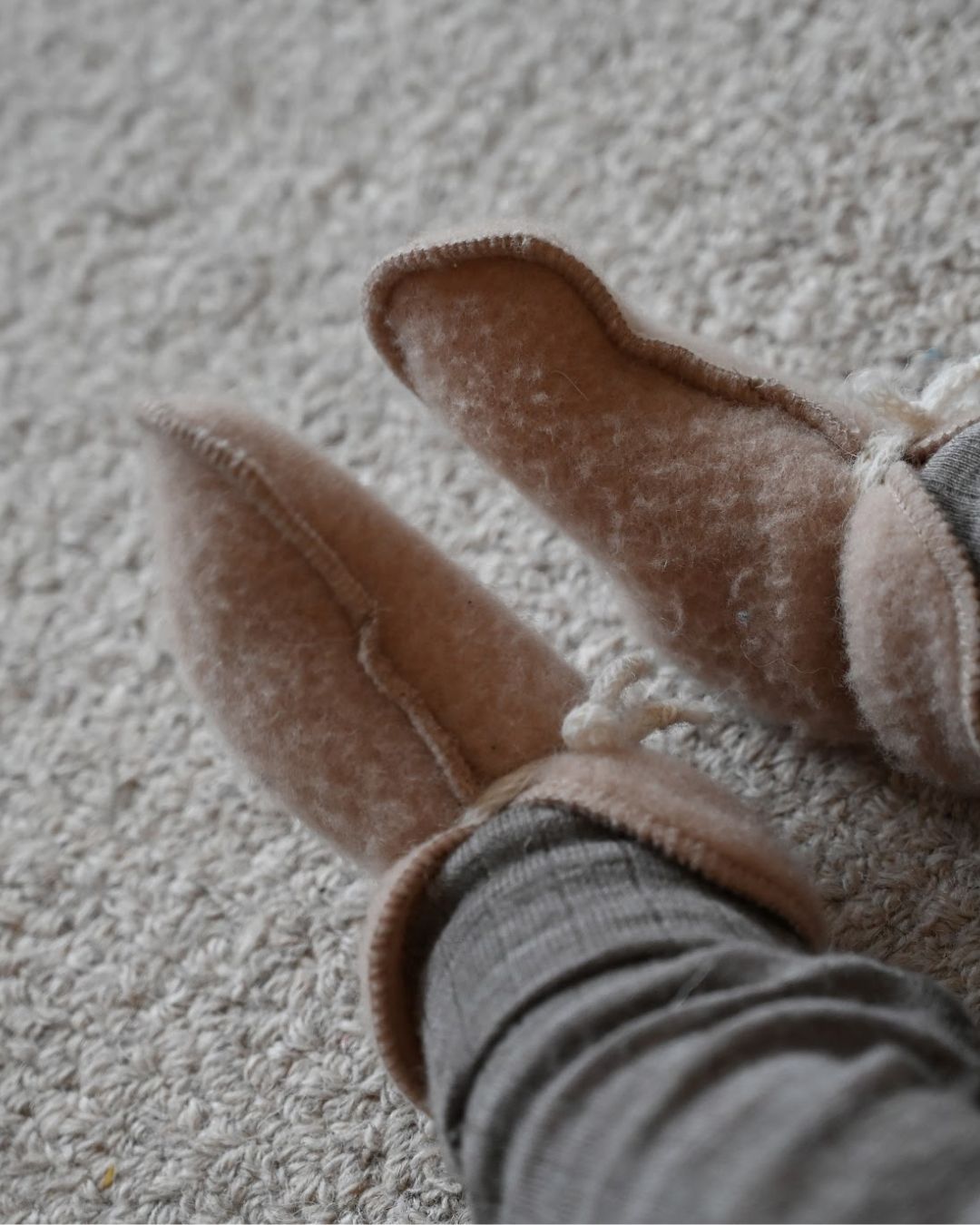 Chaussons bébé en laine - Beige (0-3 mois)