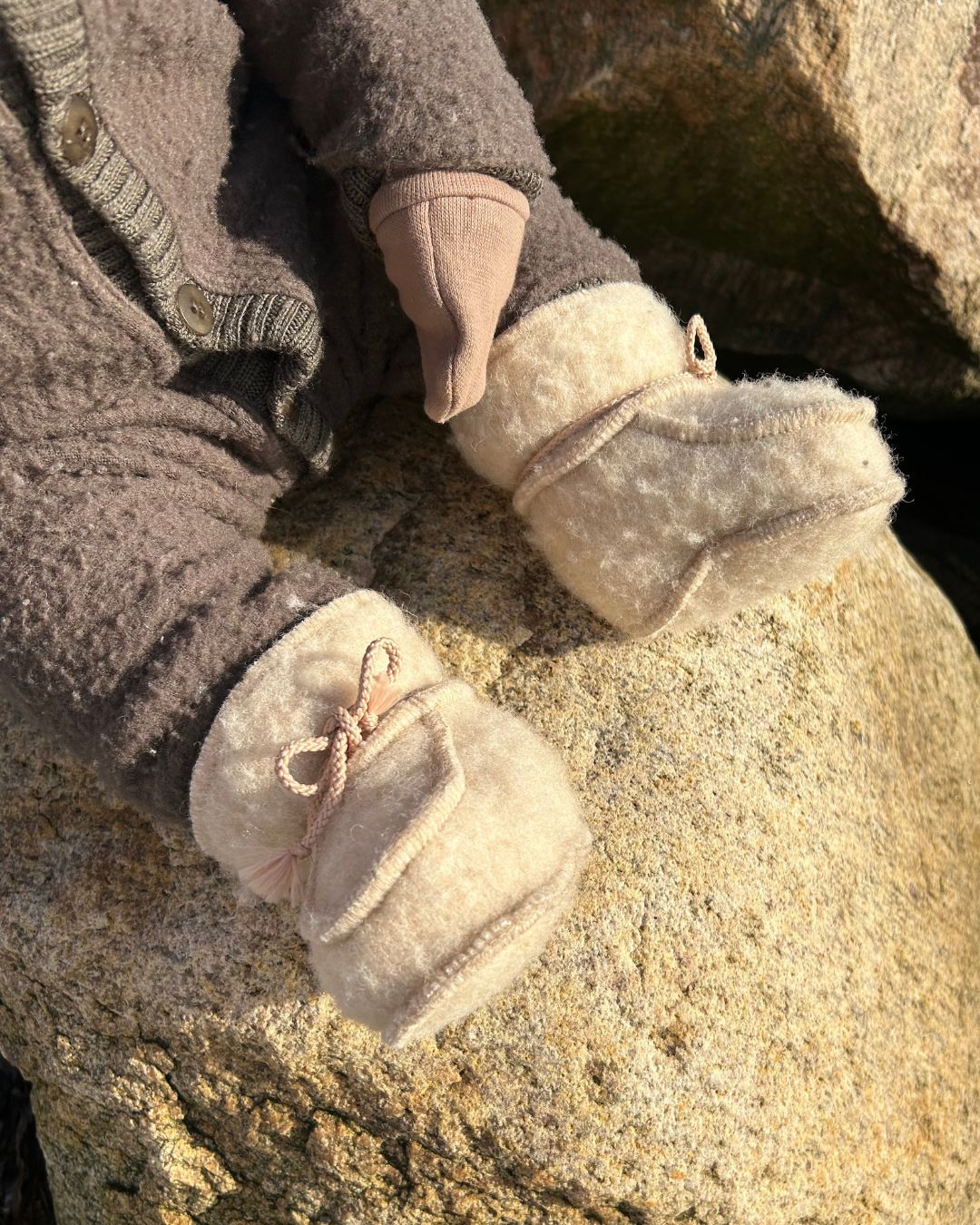 Chaussons bébé en laine - Beige (3-6 mois)