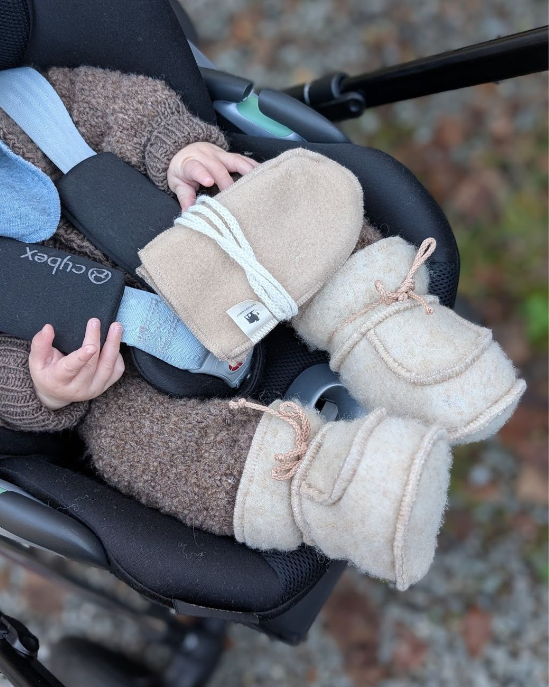 Chaussons bébé en laine - Beige (3-6 mois)