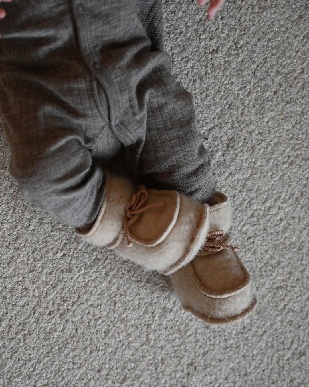 Chaussons bébé en laine - Beige (3-6 mois)