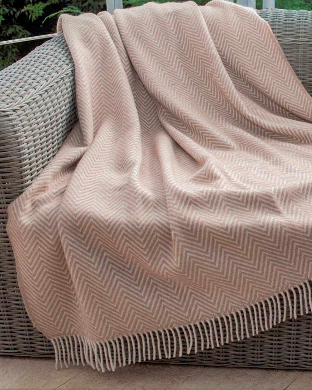 Plaid en laine 140 x 200 cm - Beige