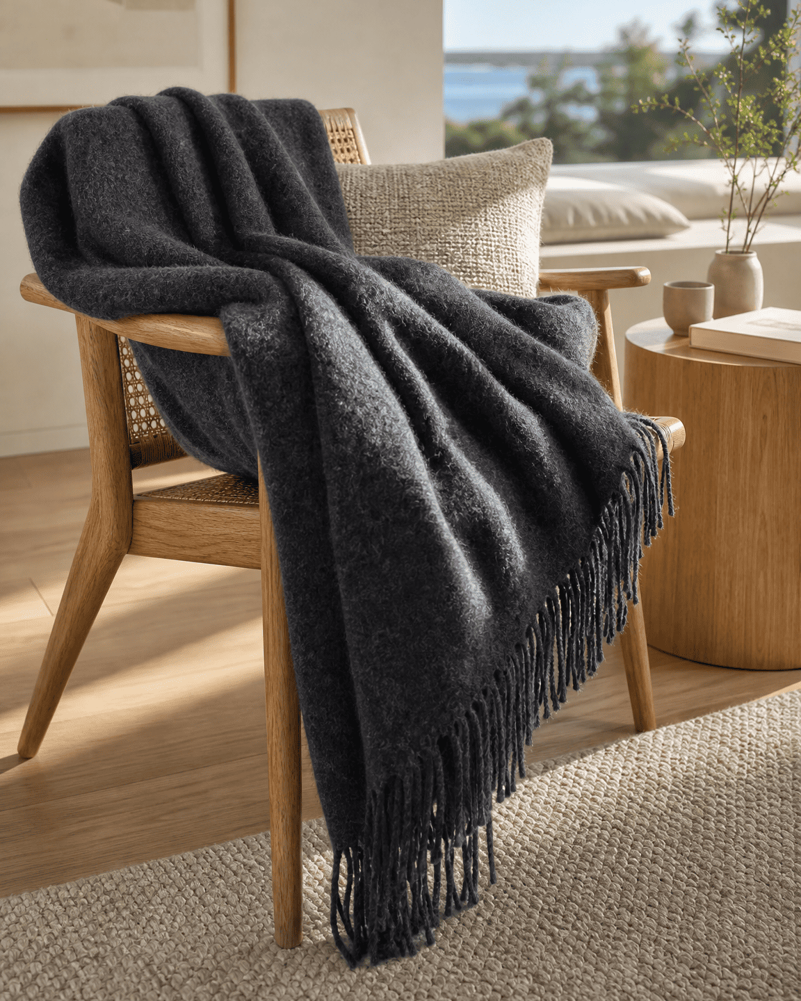 Plaid en laine 140 x 200 cm - Anthracite