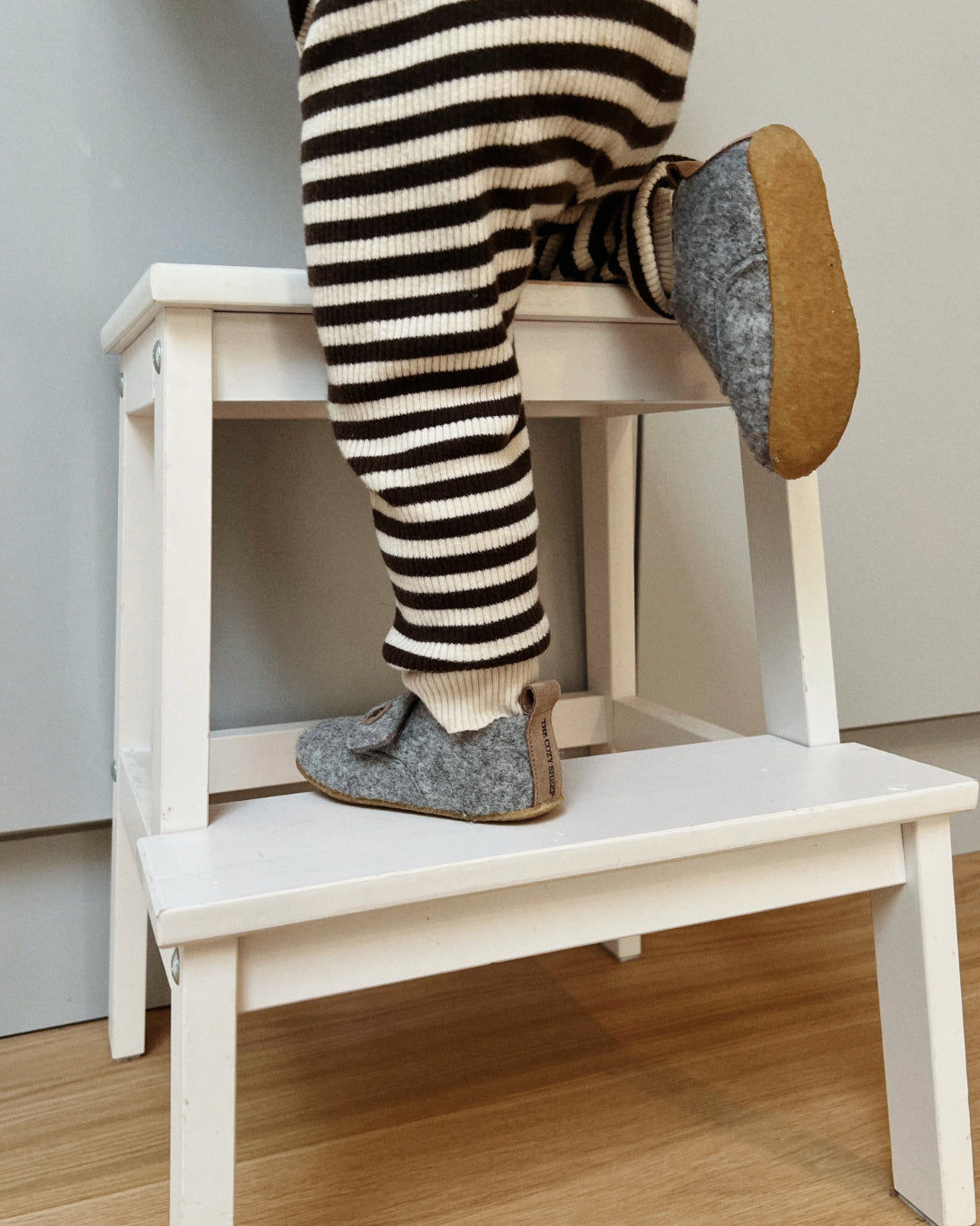 Wollen vilten pantoffels voor kinderen – Lichtgrijs