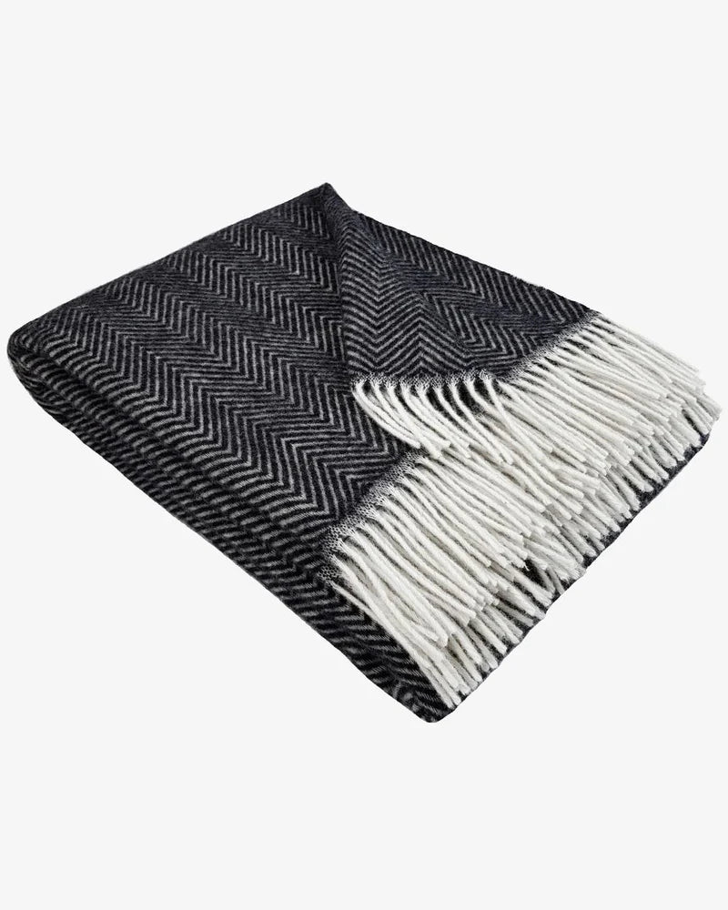 Wollen plaid 140x200 cm - Donkergrijs