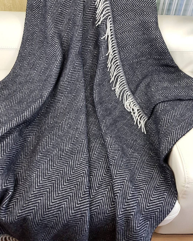 Plaid en laine 140x200 cm - Gris foncé