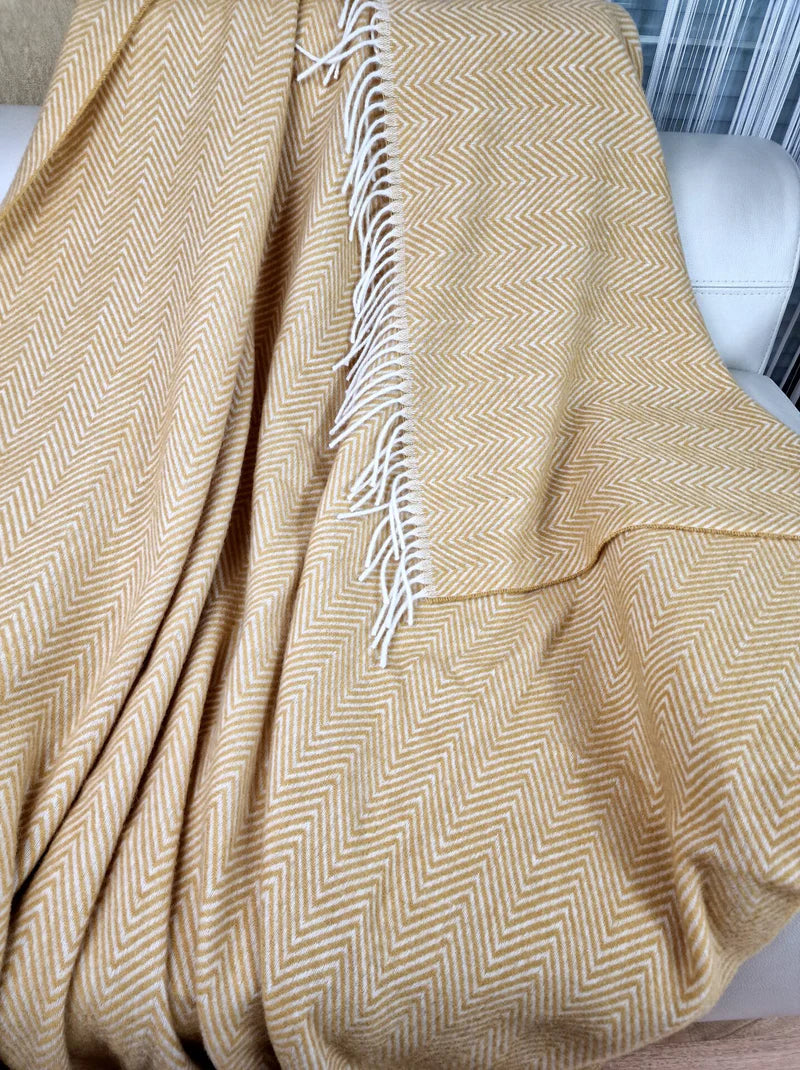 Plaid en laine 140x200 cm - Ocre