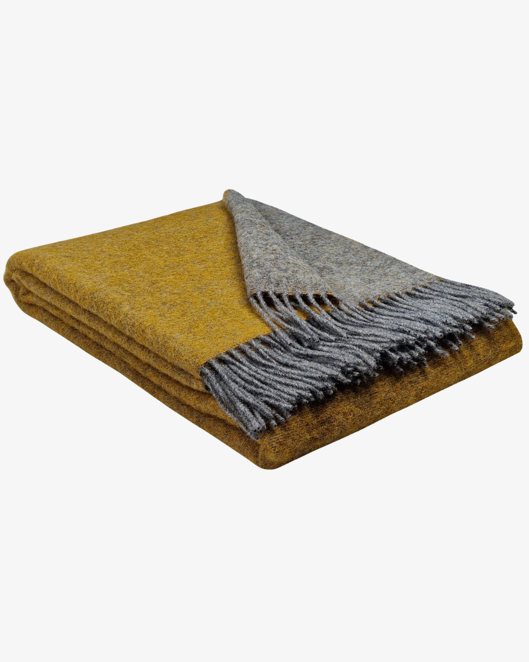 Plaid en laine 140 x 200 cm - Jaune/Gris