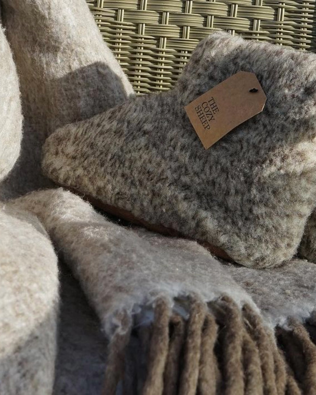 Chaussons en laine - Gris clair (Modèle haut)