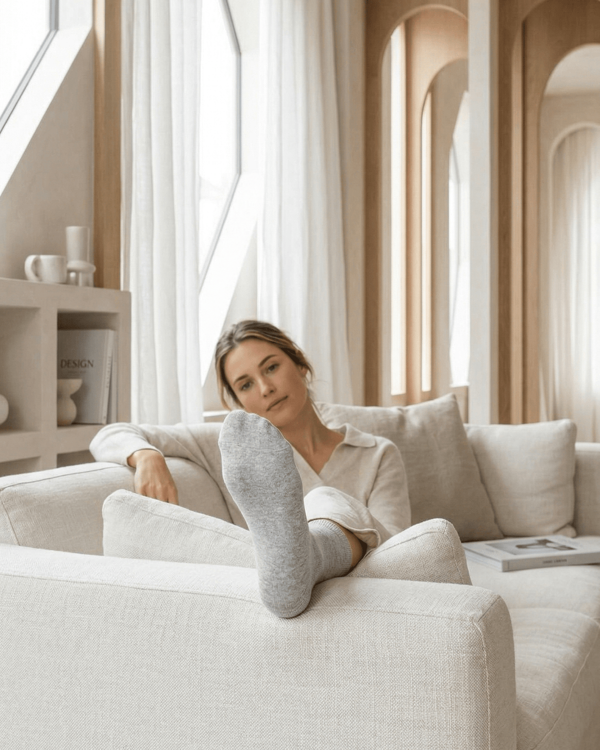 Chaussettes en mérinos de luxe - Gris clair