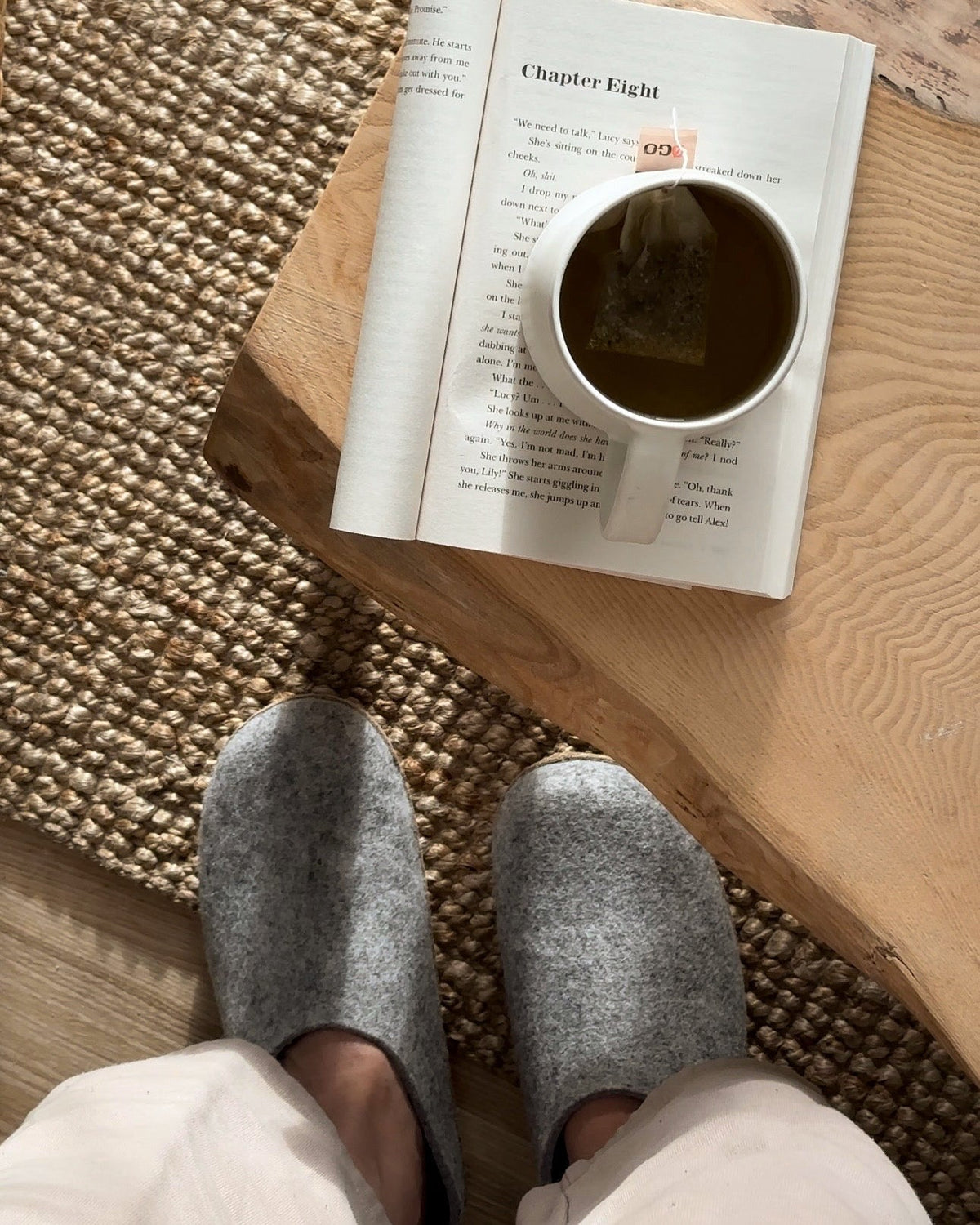 Pantoufle avec semelle en daim - Gris clair