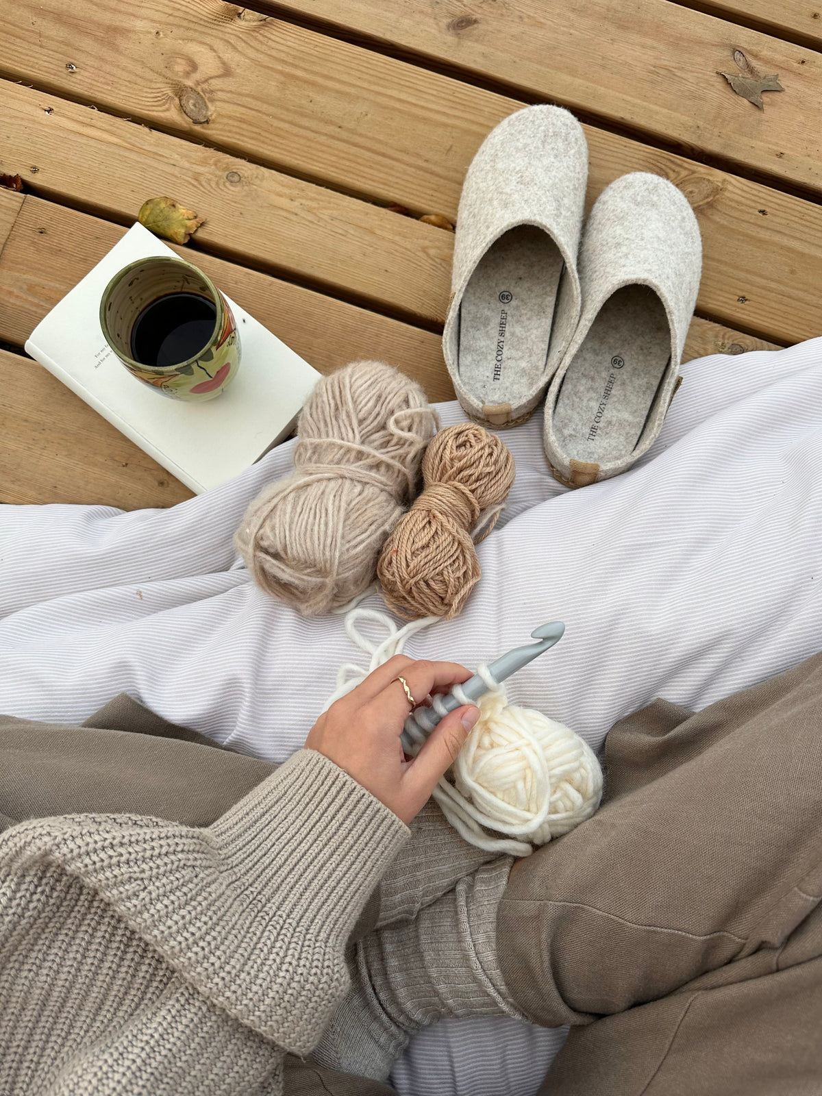 Sloffen met rubberen zool - Beige