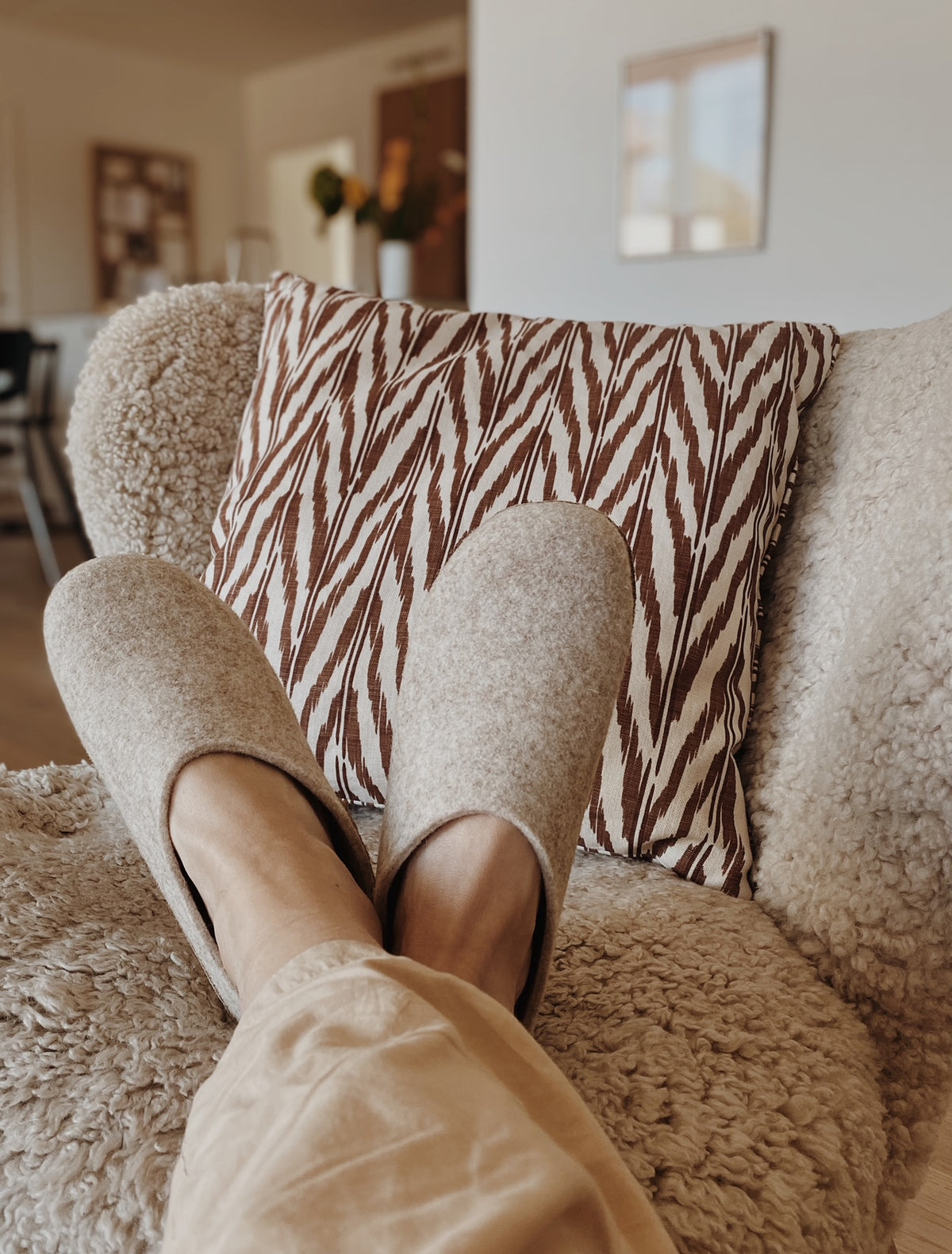Sloffen met rubberen zool - Beige