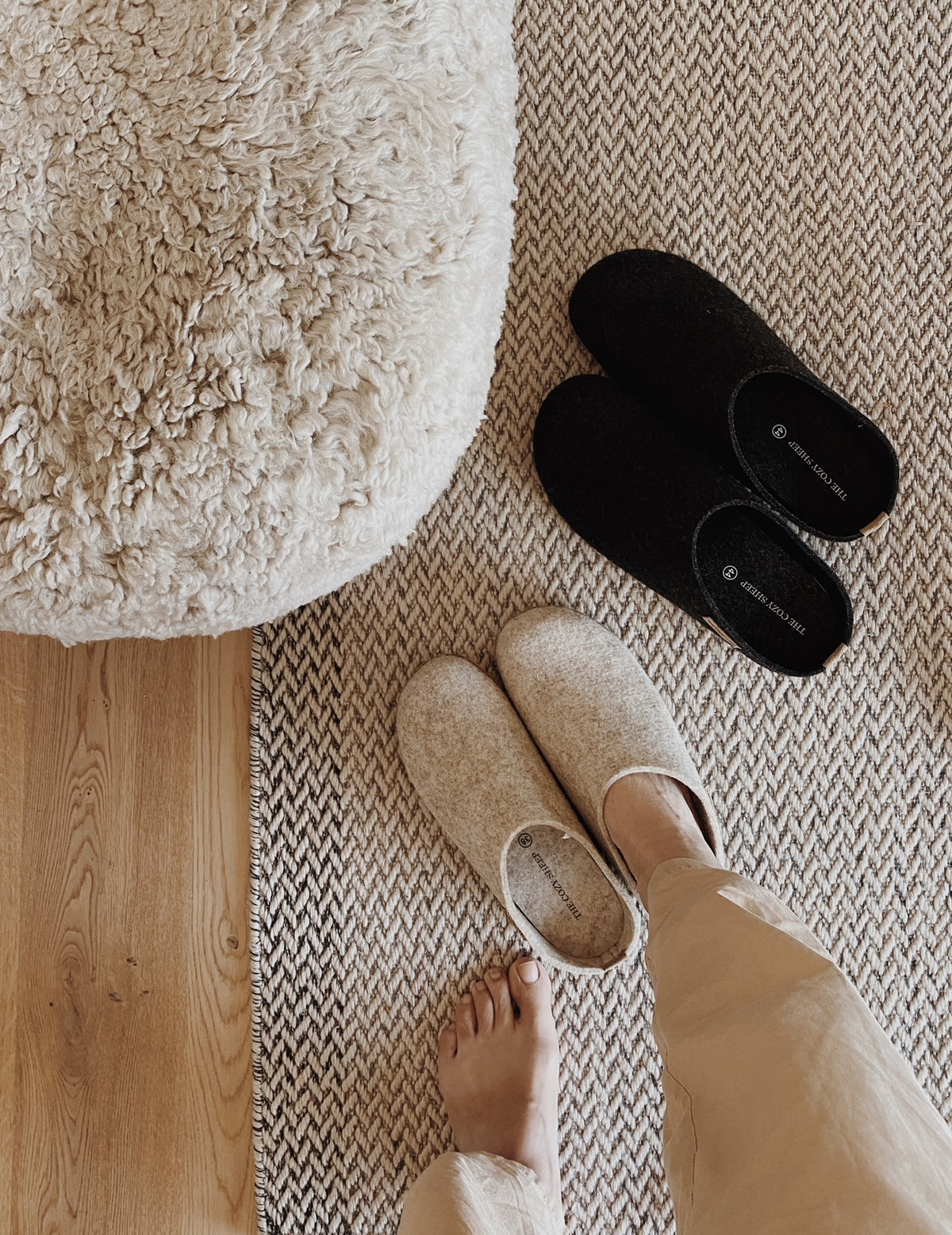 Sloffen met rubberen zool - Beige