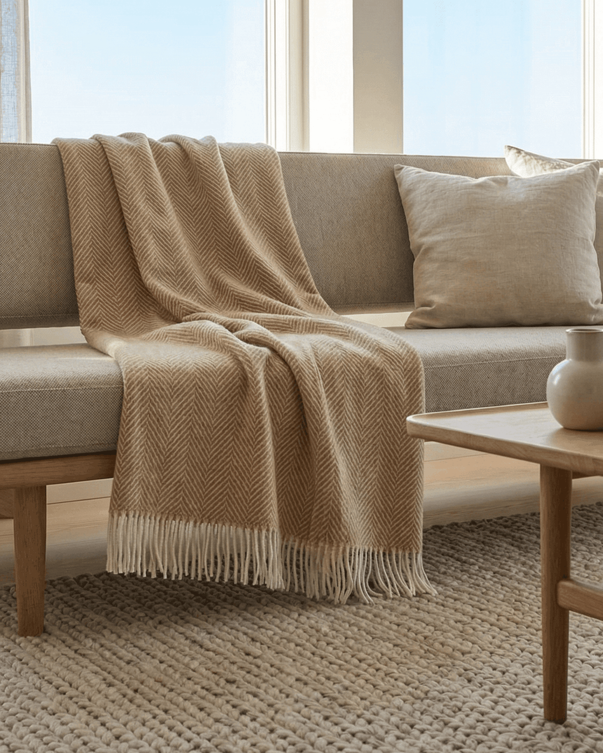 Couverture en laine - Beige