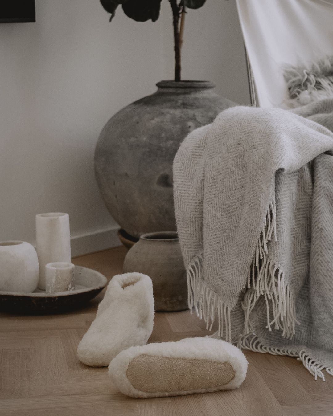 Couverture en laine - Gris clair