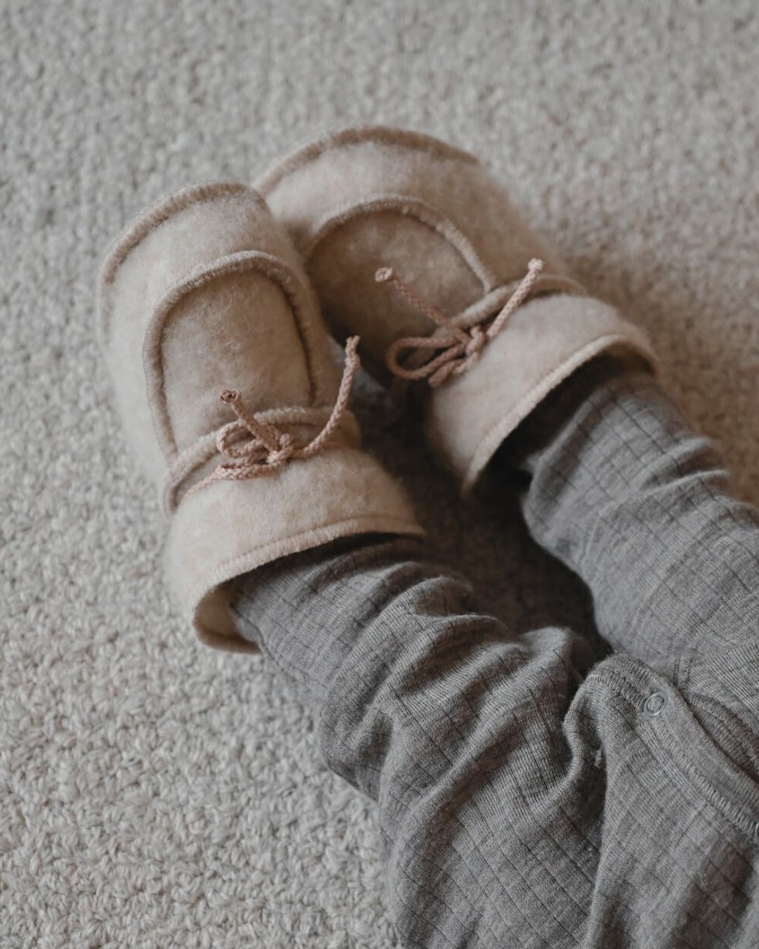 Chaussons bébé en laine - Beige (3-6 mois)