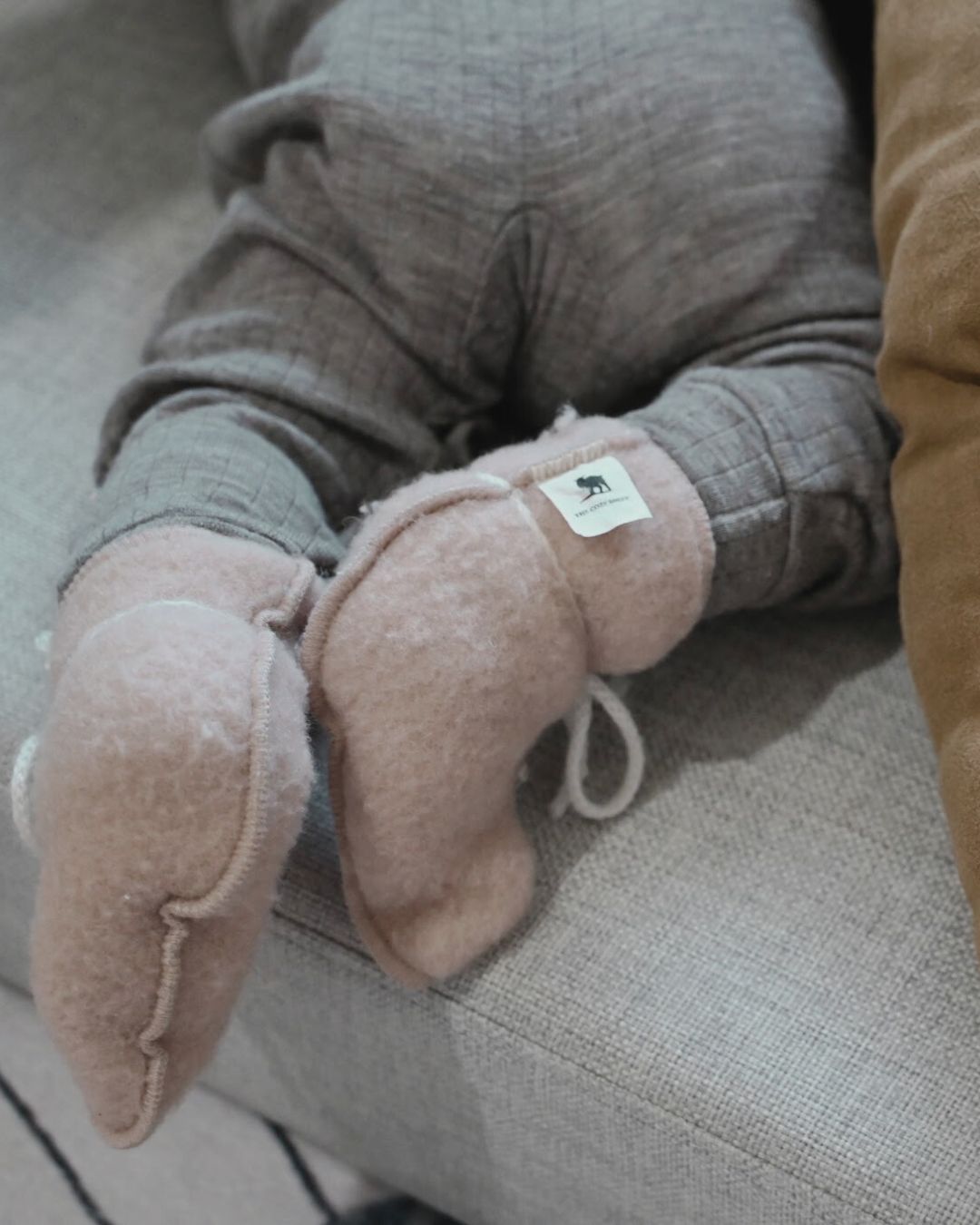 Chaussons bébé en laine - Beige (0-3 mois)