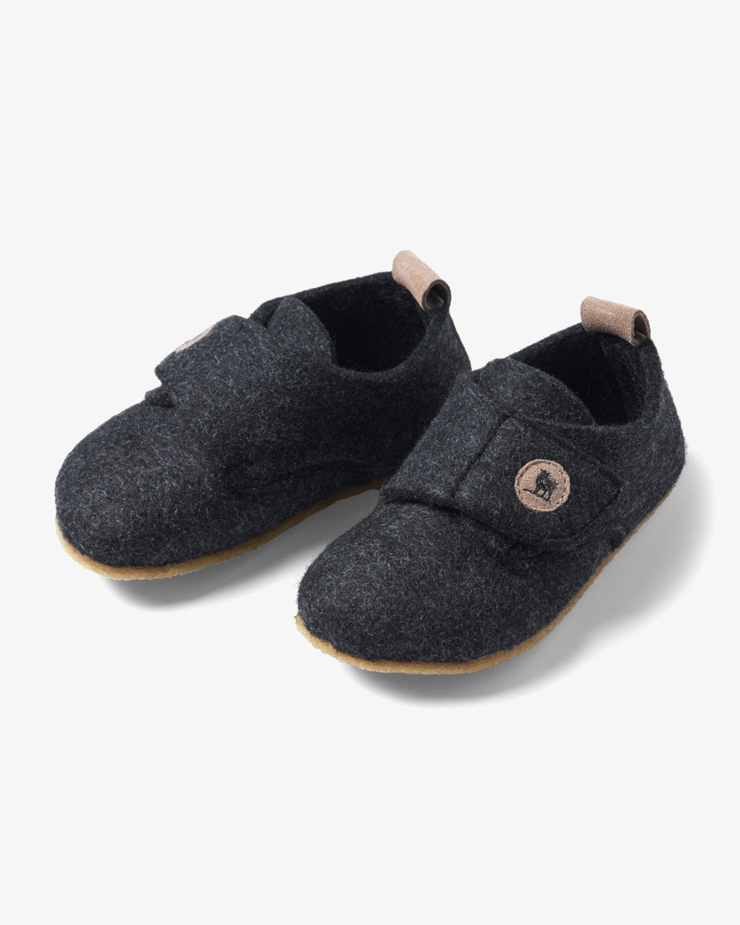 Pantoufles en feutre de laine pour enfants – Gris foncé