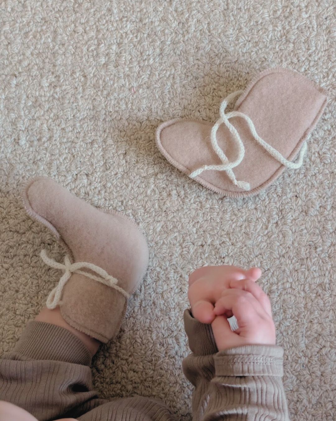 Chaussons bébé en laine - Beige (0-3 mois)