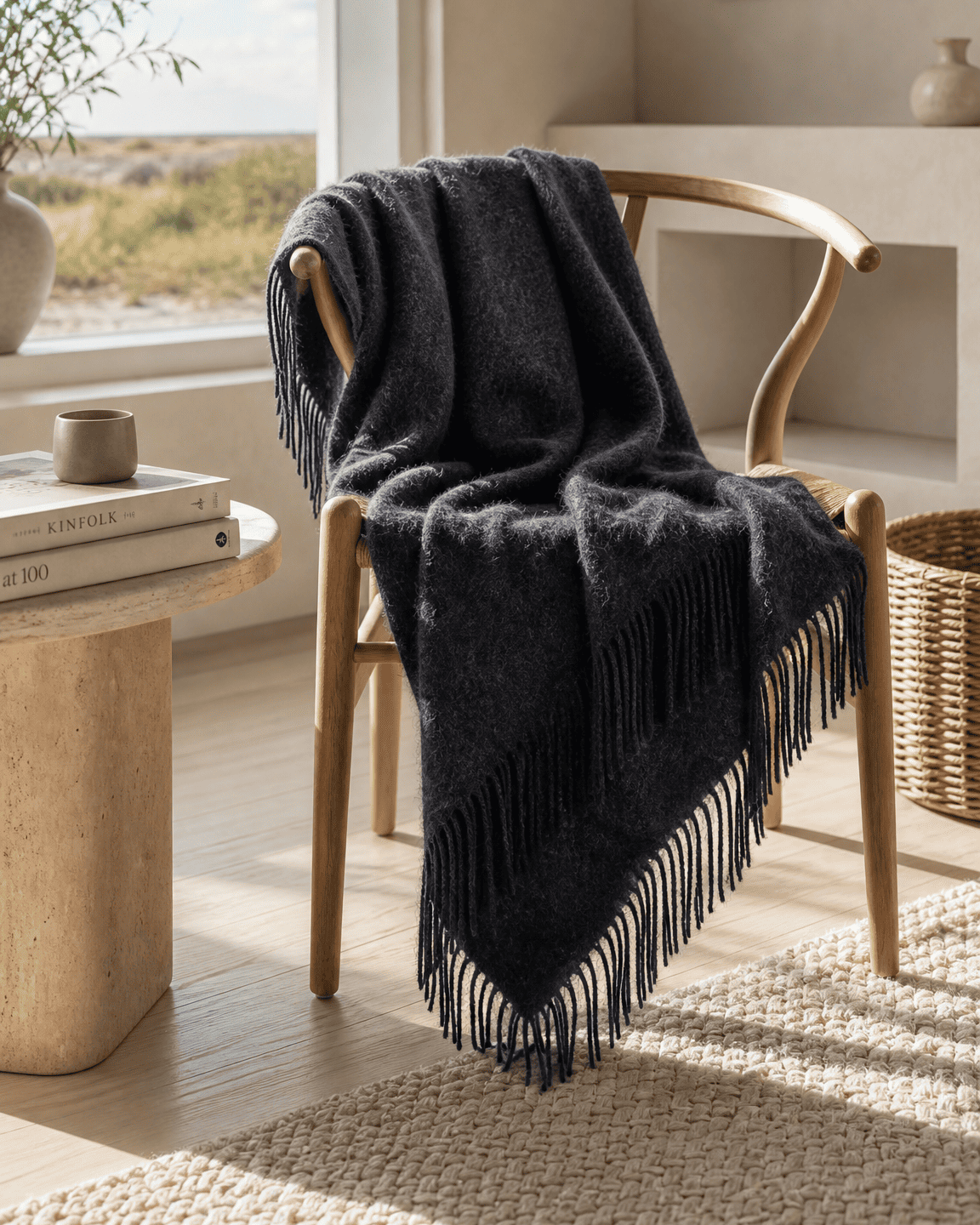 Plaid en laine 140 x 200 cm - Anthracite