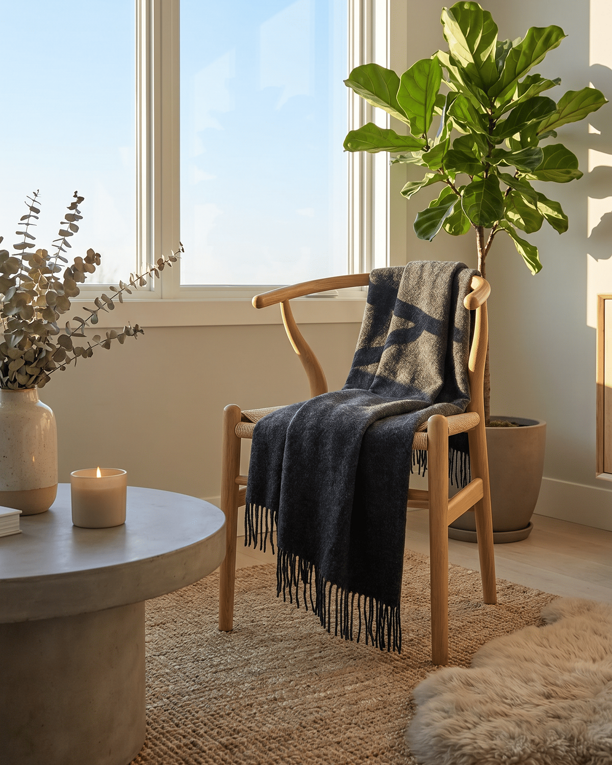 Plaid en laine 140 x 200 cm - Anthracite