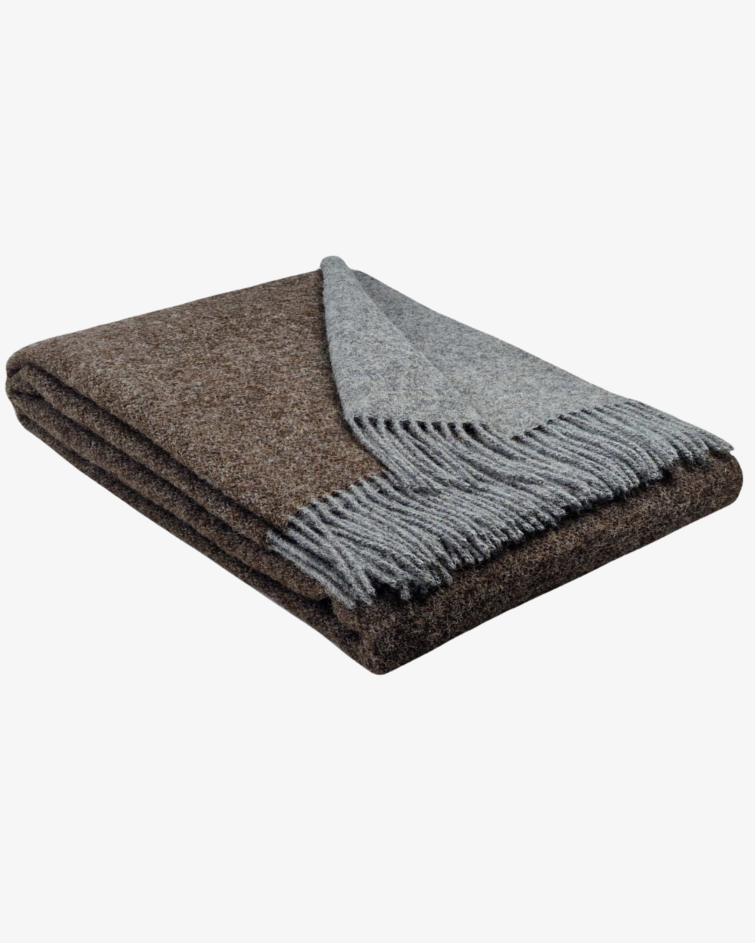 Plaid en laine 140 x 200 cm - Gris/Marron