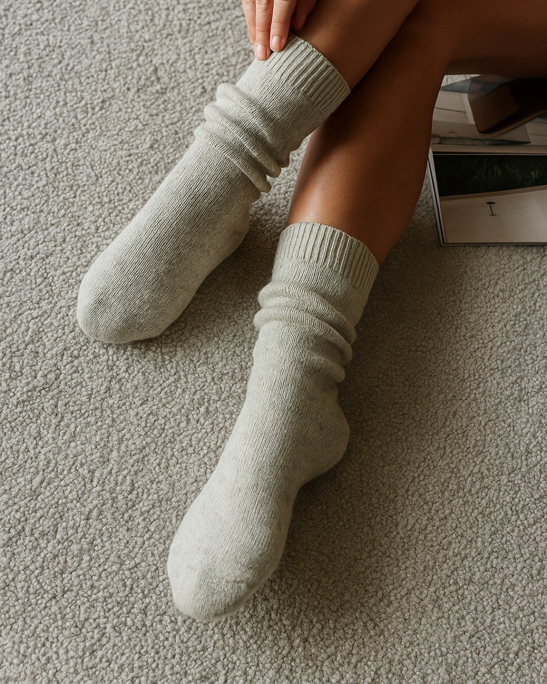 Chaussettes thermiques en laine – Gris clair