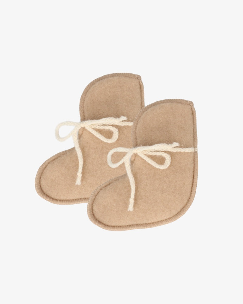 Chaussons bébé en laine - Beige (0-3 mois)