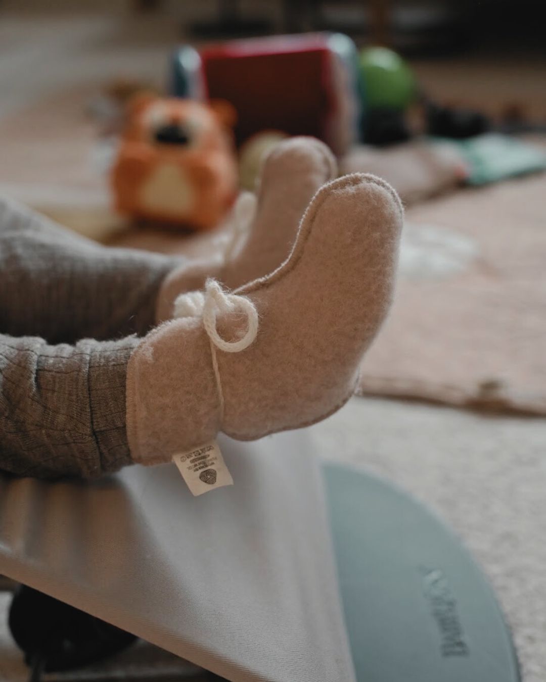 Chaussons bébé en laine - Beige (0-3 mois)