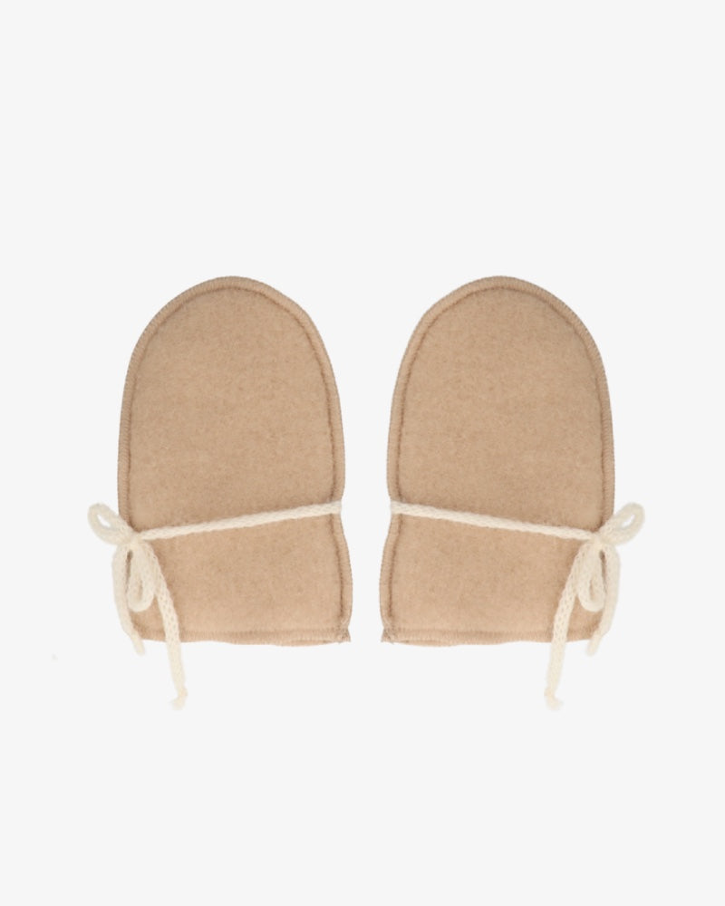 Moufles bébé en laine - Beige (0-3 mois)